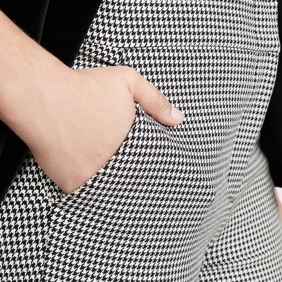 A.L.C. James Pants Houndstooth Cotton Blend Black Cream Size 18 NWT - Picture 2 of 11